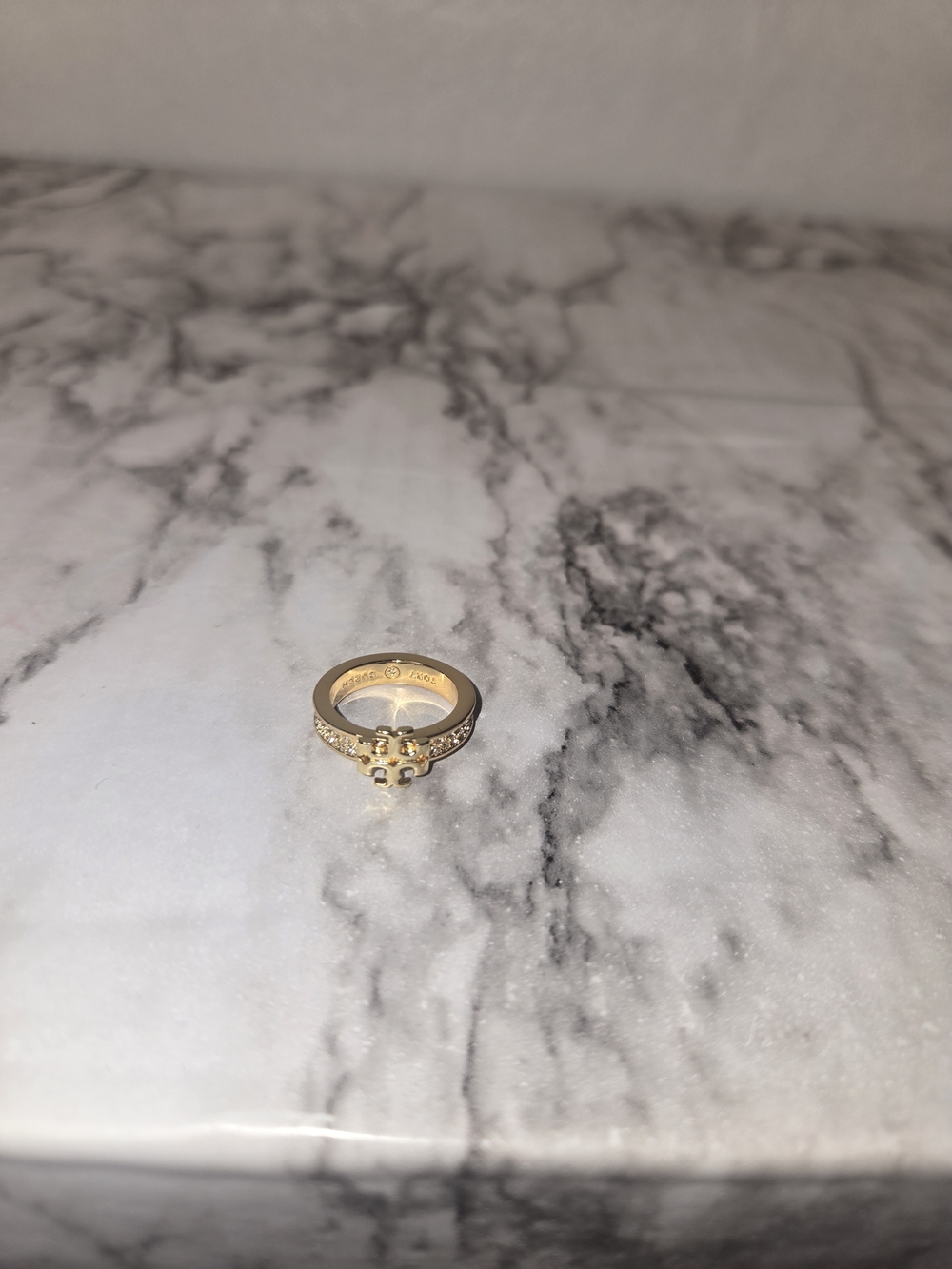 Gold Pavé Crystal Accent Women's Ring - Tory Burch - Picture 3 of 4
